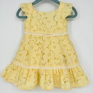 Janie and Jack Baby Girl Yellow Lace Dress 6-12 Months